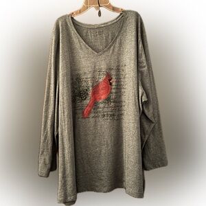 Catherines Cardinal Graphic Gray Top
